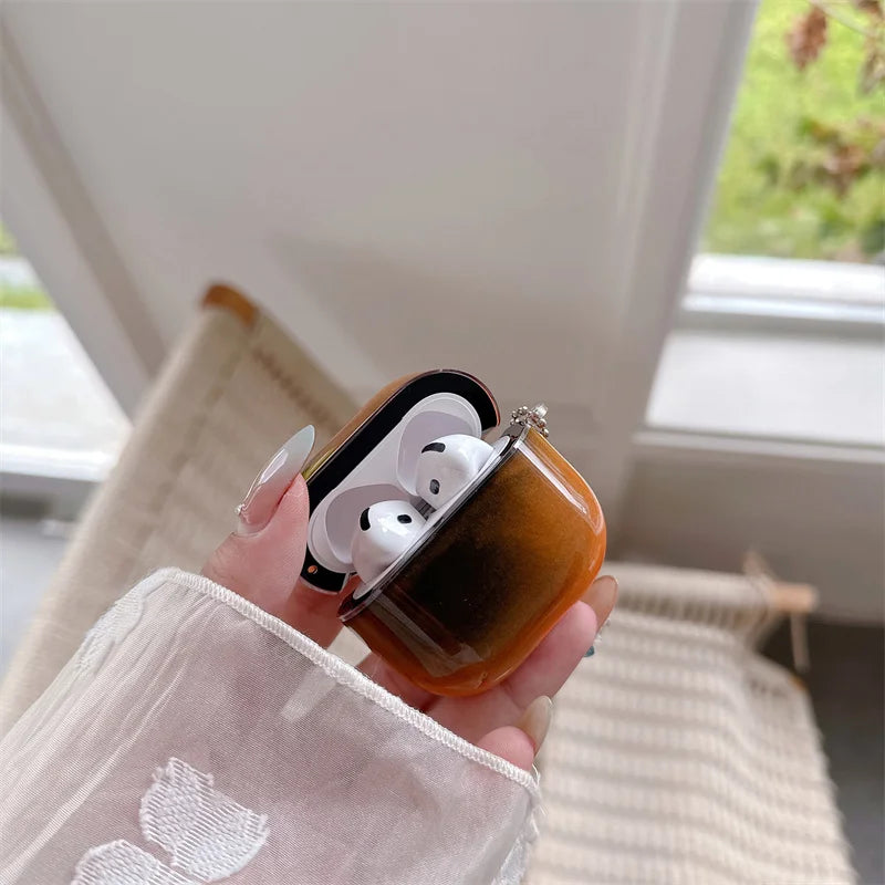 Dynamic Luminous Quicksand Headphone Case for Airpods 2 3 4 Pro Moving Sand Sparkles Earphone Cover Luxury Brilliant Dark Shell
